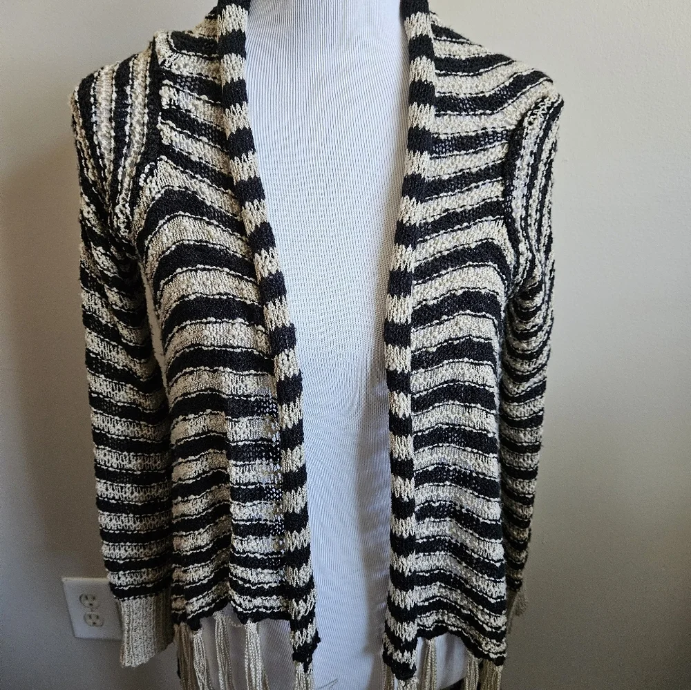 One World Live And Let Live Boho Stripped Sweater Size S.